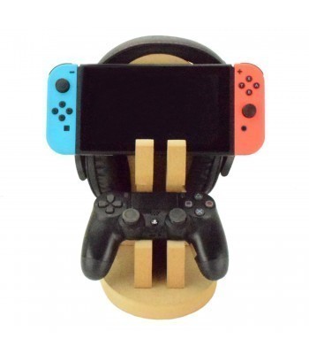 18mm Freestanding MDF Gaming Headset, Nintendo Switch & Playstation or X Box Controller Double Holder Stand
